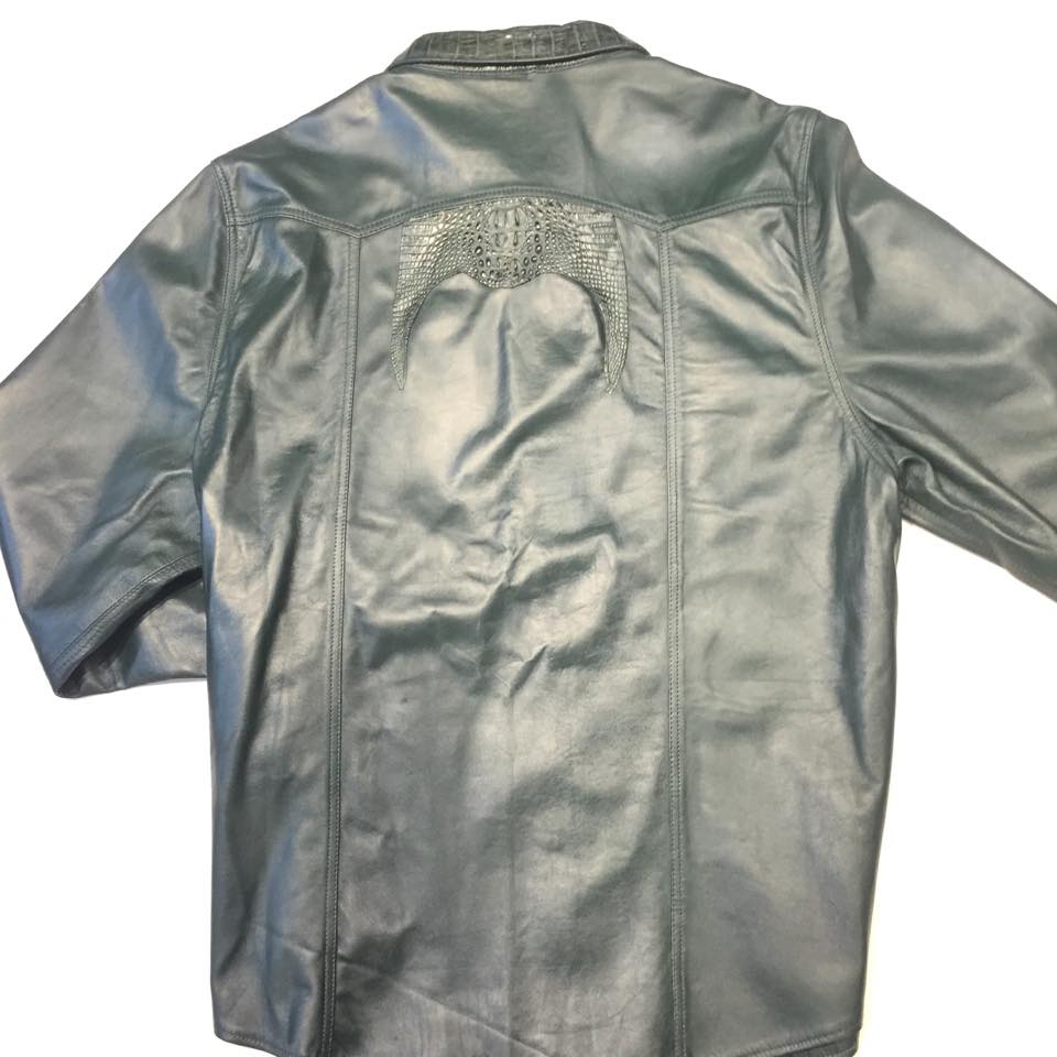 G-Gator Forest Green Gator/Lambskin Button-Up Shirt - Dudes Boutique