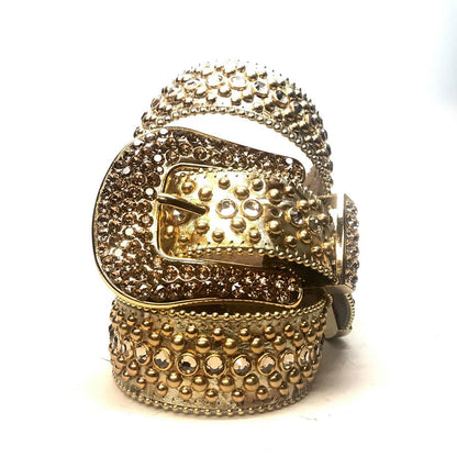 b.b. Simon Fully Loaded 'Gold Croc' Crystal Belt - Dudes Boutique