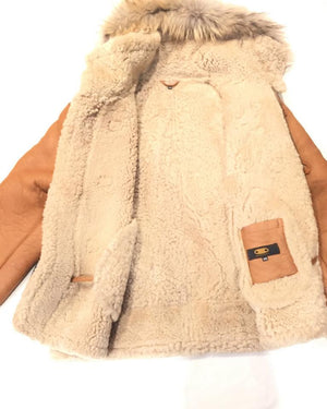 Kashani Buckle Maple Curly Shearling Jacket - Dudes Boutique