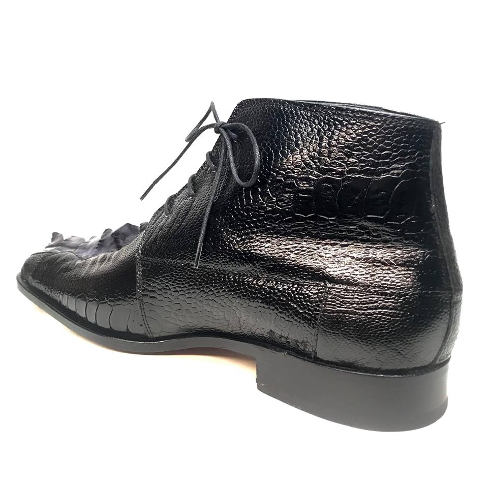 Mauri 4409 Black Hornback/Ostrich Leg Dress Boots - Dudes Boutique