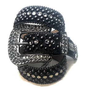 b.b. Simon Fully Loaded 'Midnight Black' Pony Crystal Belt - Dudes Boutique