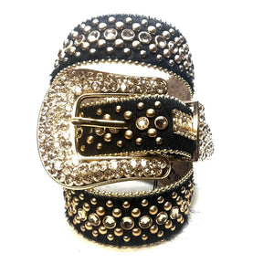 b.b. Simon Black & Gold Pony Hair Fully Loaded Belt - Dudes Boutique