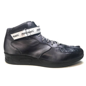 Mauri M764/1 Grey/Black Nappa Leather Hornback Strap Sneaker - Dudes Boutique