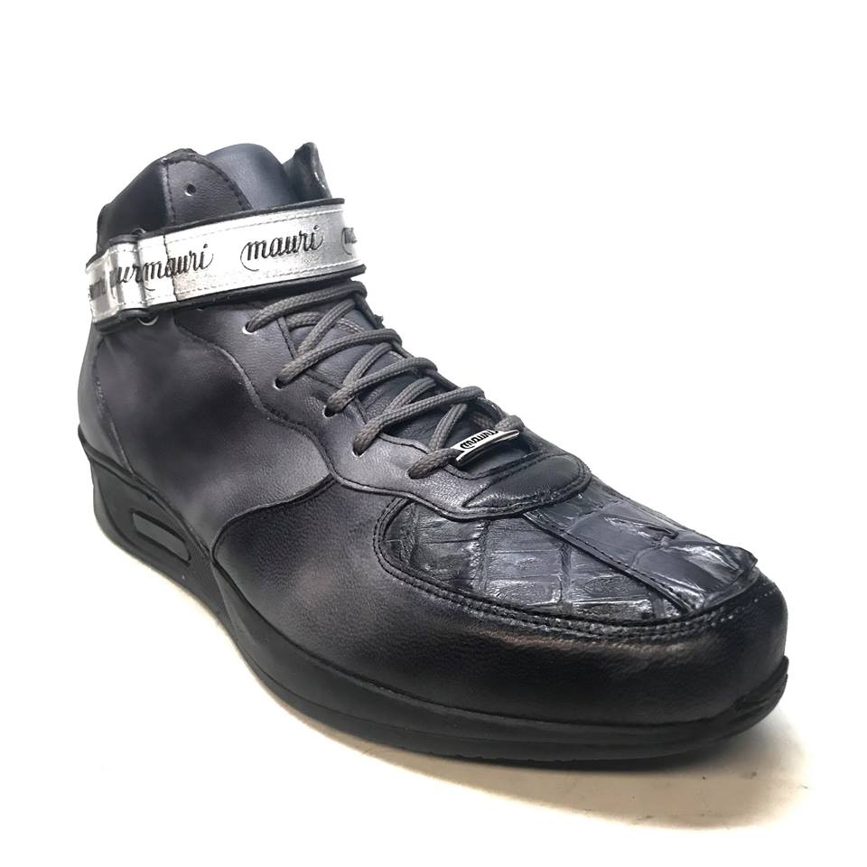 Mauri M764/1 Grey/Black Nappa Leather Hornback Strap Sneaker - Dudes Boutique