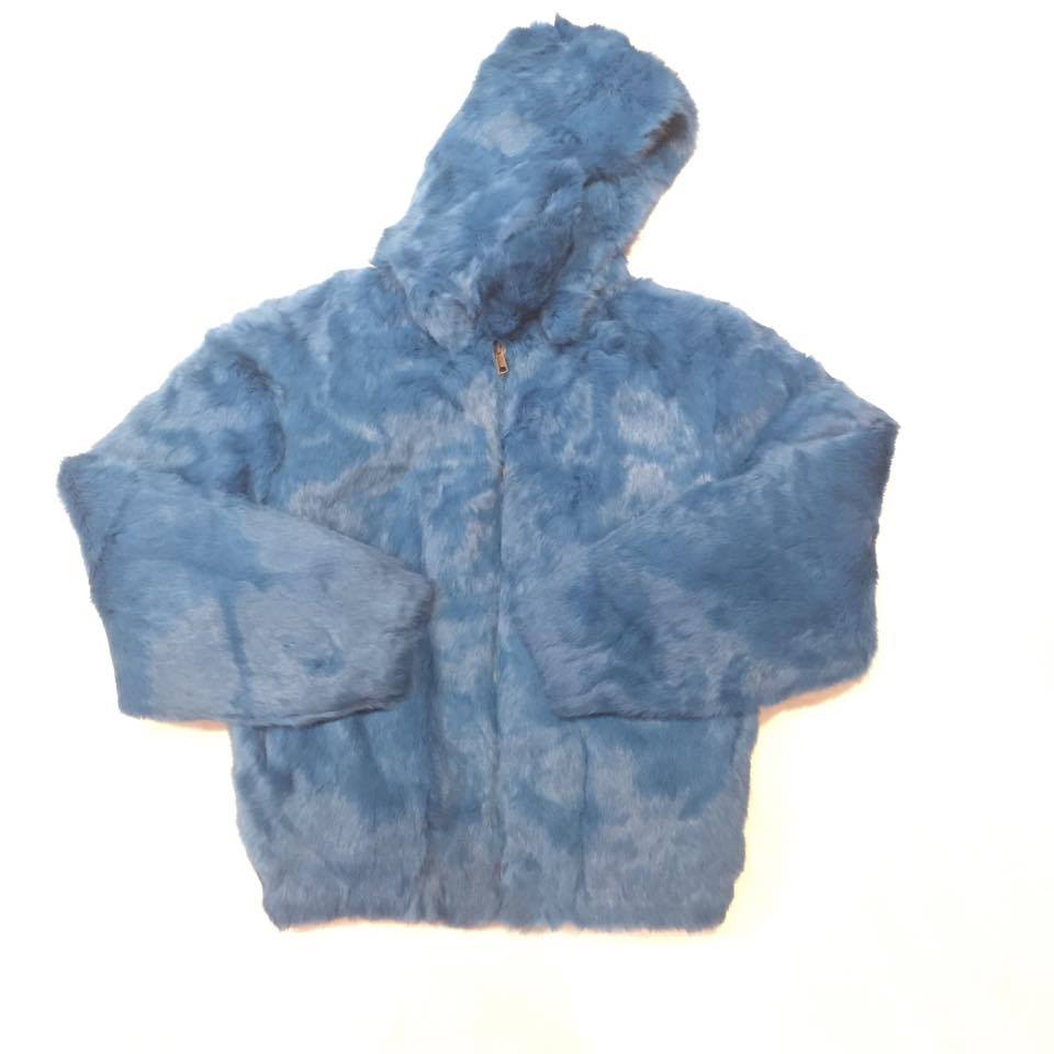 Winter Fur Women's Electric Blue Rabbit Fur Jacket - Dudes Boutique