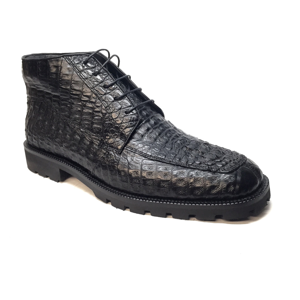 Los Altos Black Hornback Crocodile Ankle Boots - Dudes Boutique
