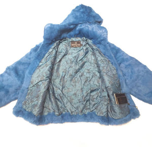 Winter Fur Women's Electric Blue Rabbit Fur Jacket - Dudes Boutique