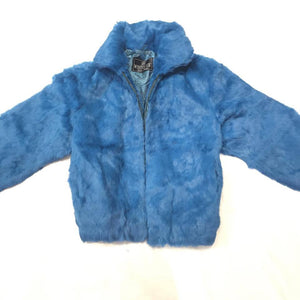 Winter Fur Women's Electric Blue Rabbit Fur Jacket - Dudes Boutique