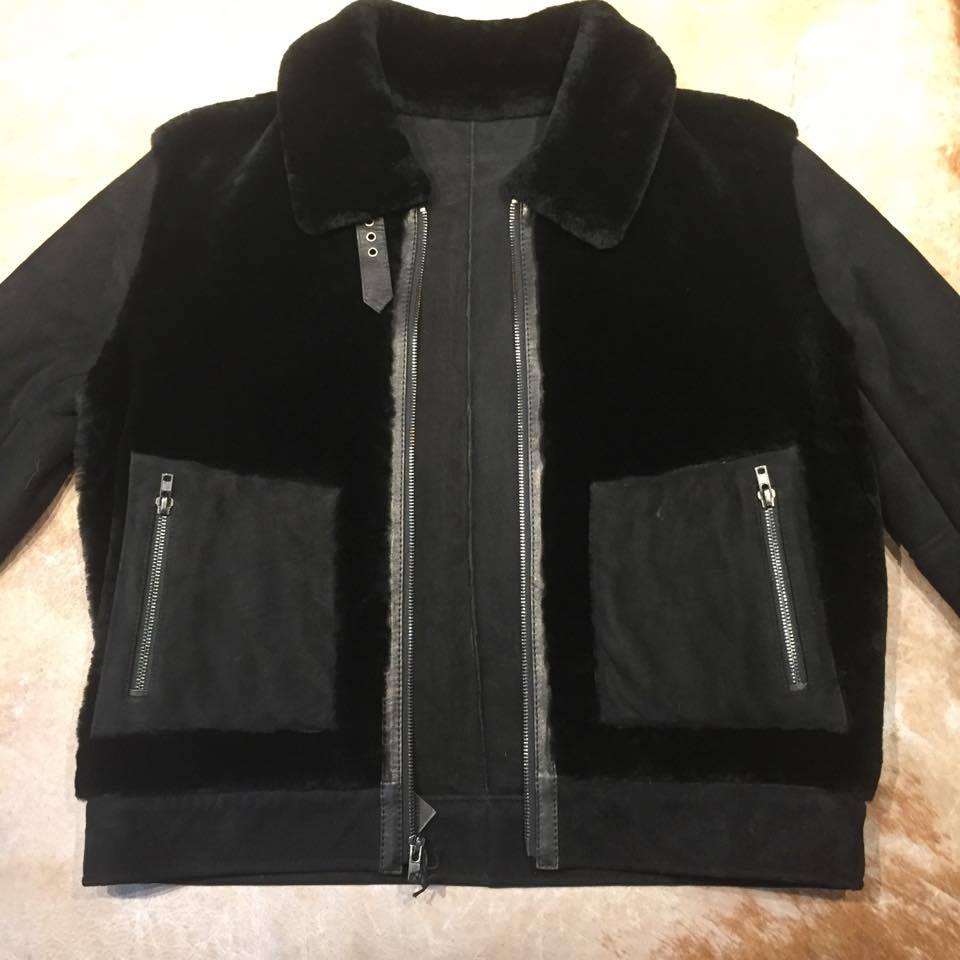 Jakewood Mouton Jet Black Shearling Jacket - Dudes Boutique