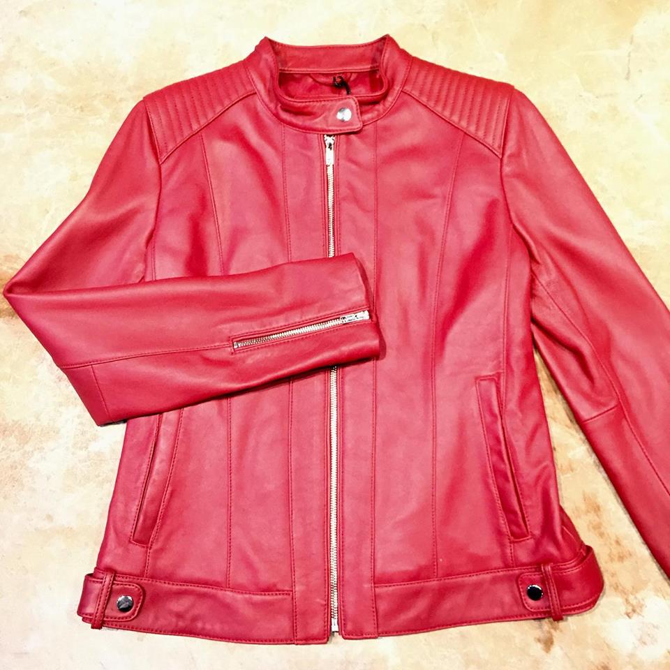 Mason & Cooper Candy Red Lambskin Mandarin Jacket - Dudes Boutique