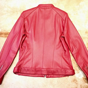 Mason & Cooper Candy Red Lambskin Mandarin Jacket - Dudes Boutique