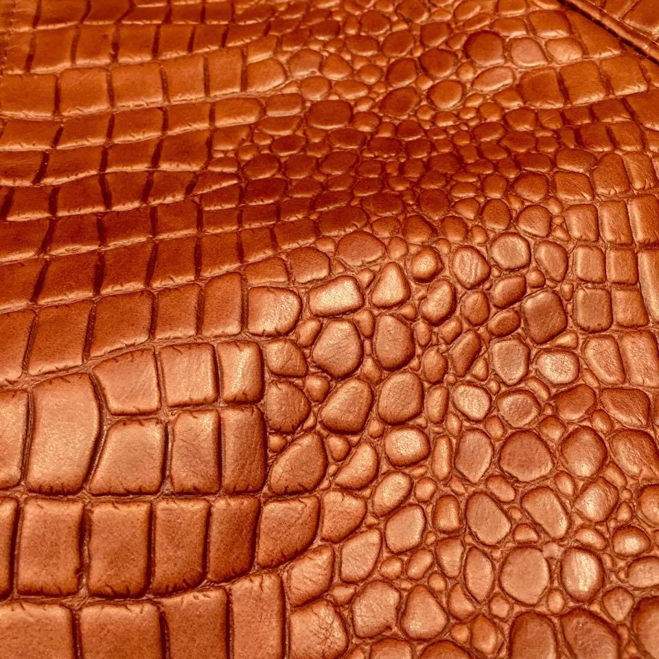 Jakewood Cognac Embossed Alligator Bomber Jacket - Dudes Boutique