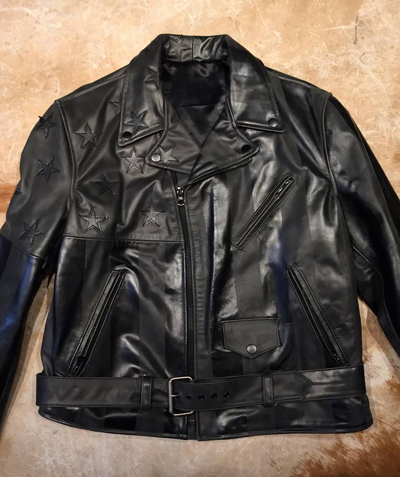 Kashani Black American Flag Lambskin Biker Jacket - Dudes Boutique