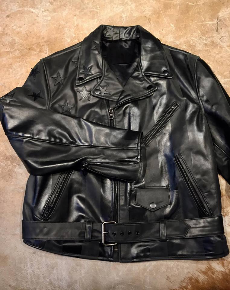 Kashani Black American Flag Lambskin Biker Jacket - Dudes Boutique