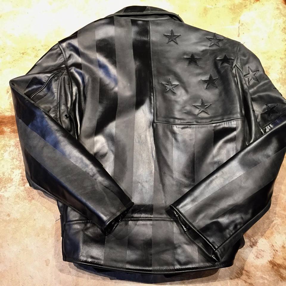 Kashani Black American Flag Lambskin Biker Jacket - Dudes Boutique