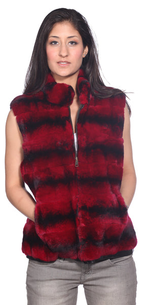 Wilda Leather Lexington Red Rex Rabbit Fur Vest - Dudes Boutique