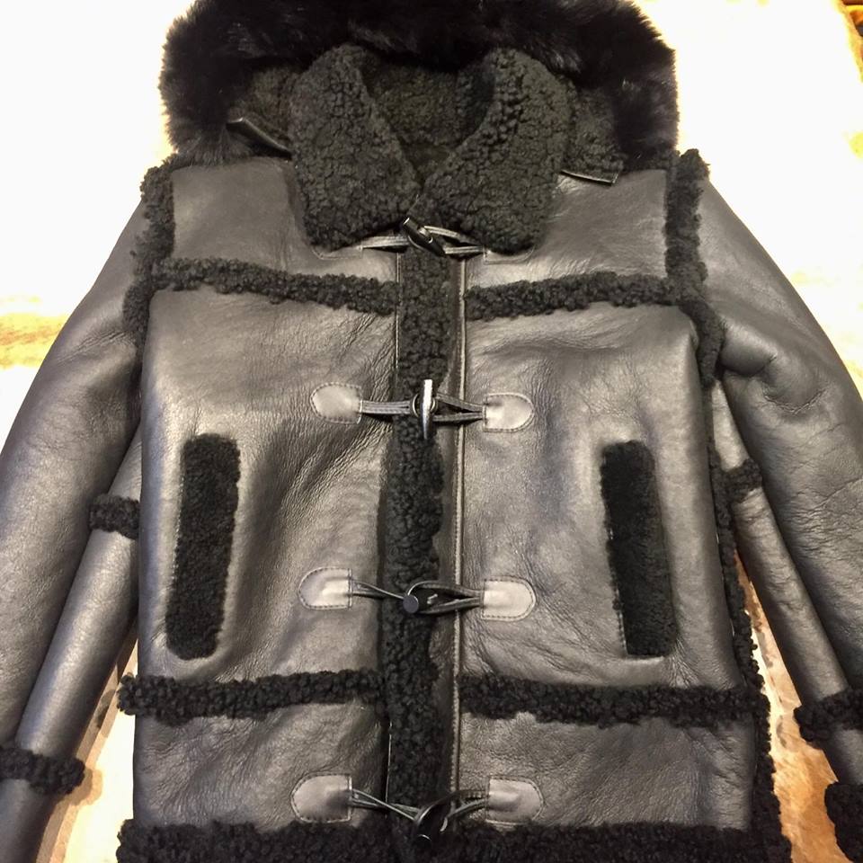 Kashani Black Hooded Shearling Jacket - Dudes Boutique