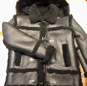 Kashani Black Hooded Shearling Jacket - Dudes Boutique