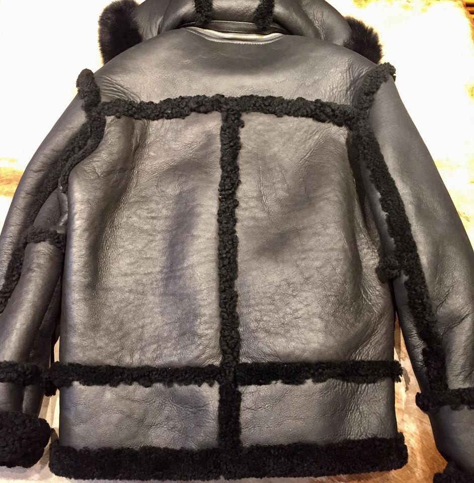 Kashani Black Hooded Shearling Jacket - Dudes Boutique