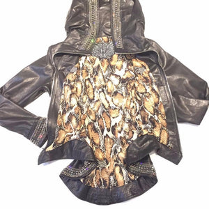 Hoss Couture Women's Swarovski Lambskin Studded Moto Jacket - Dudes Boutique