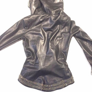 Hoss Couture Women's Swarovski Lambskin Studded Moto Jacket - Dudes Boutique