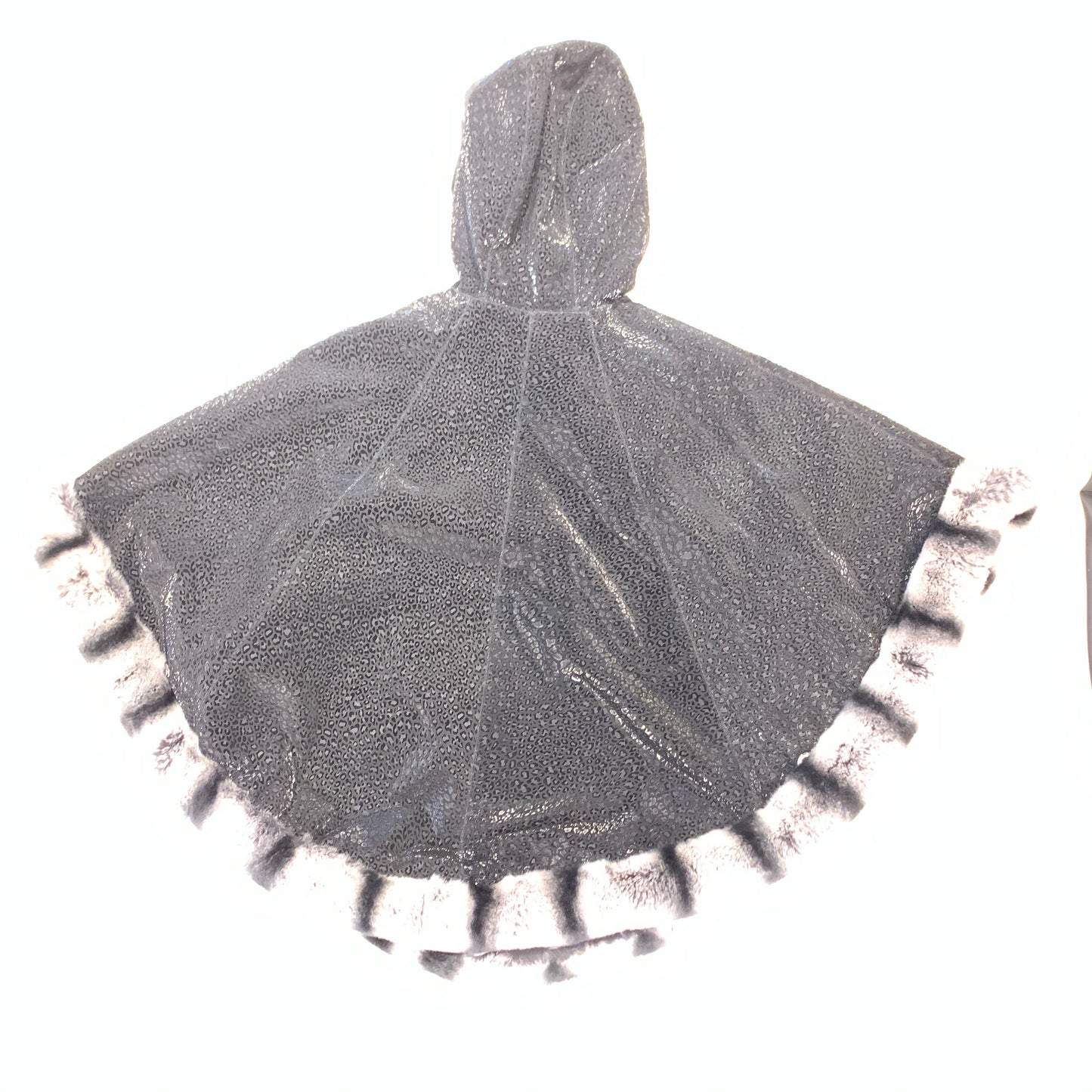 Barya NewYork Ladies Rex Rabbit Chinchila Reversible Zipper Poncho - Dudes Boutique