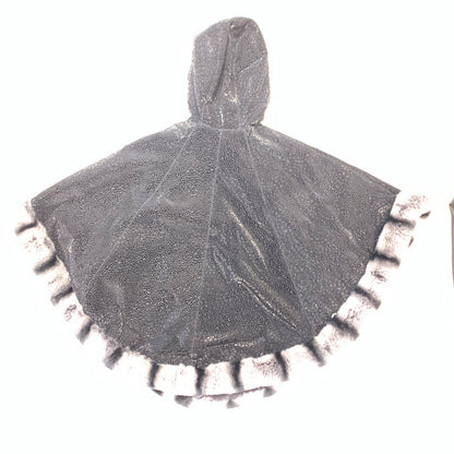 Barya NewYork Ladies Rex Rabbit Chinchila Reversible Zipper Poncho - Dudes Boutique