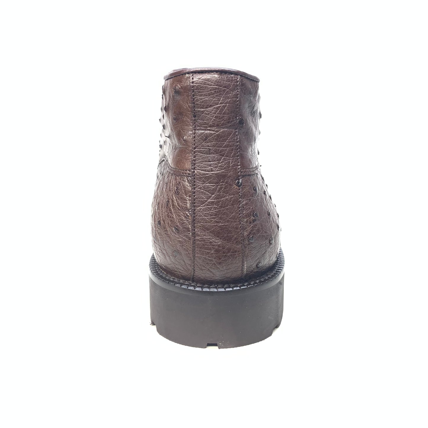 Los Altos Brown Ostrich Quill All-Over  Lace Up Ankle Boots - Dudes Boutique