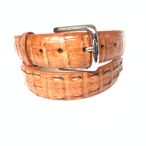 Kashani Cognac Hornback Crocodile Tail Exotic Skin Belt - Dudes Boutique