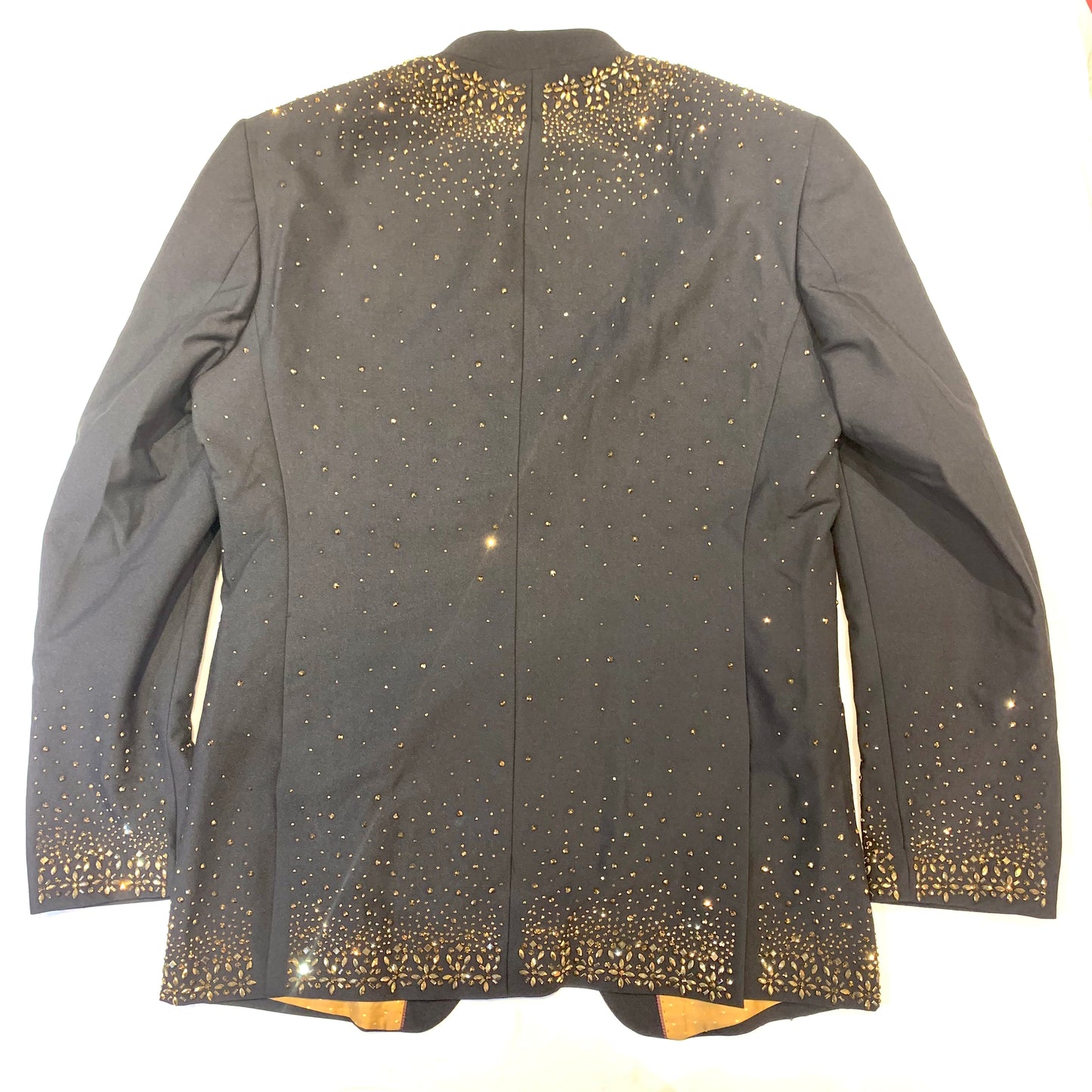Barocco Men's  Black  Gold Fully Loaded Crystal Blazer - Dudes Boutique