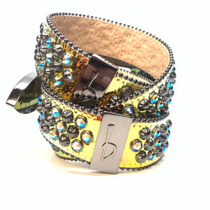 b.b. Simon 'Gold Helix Universe' Big B Studded Crystal Belt - Dudes Boutique