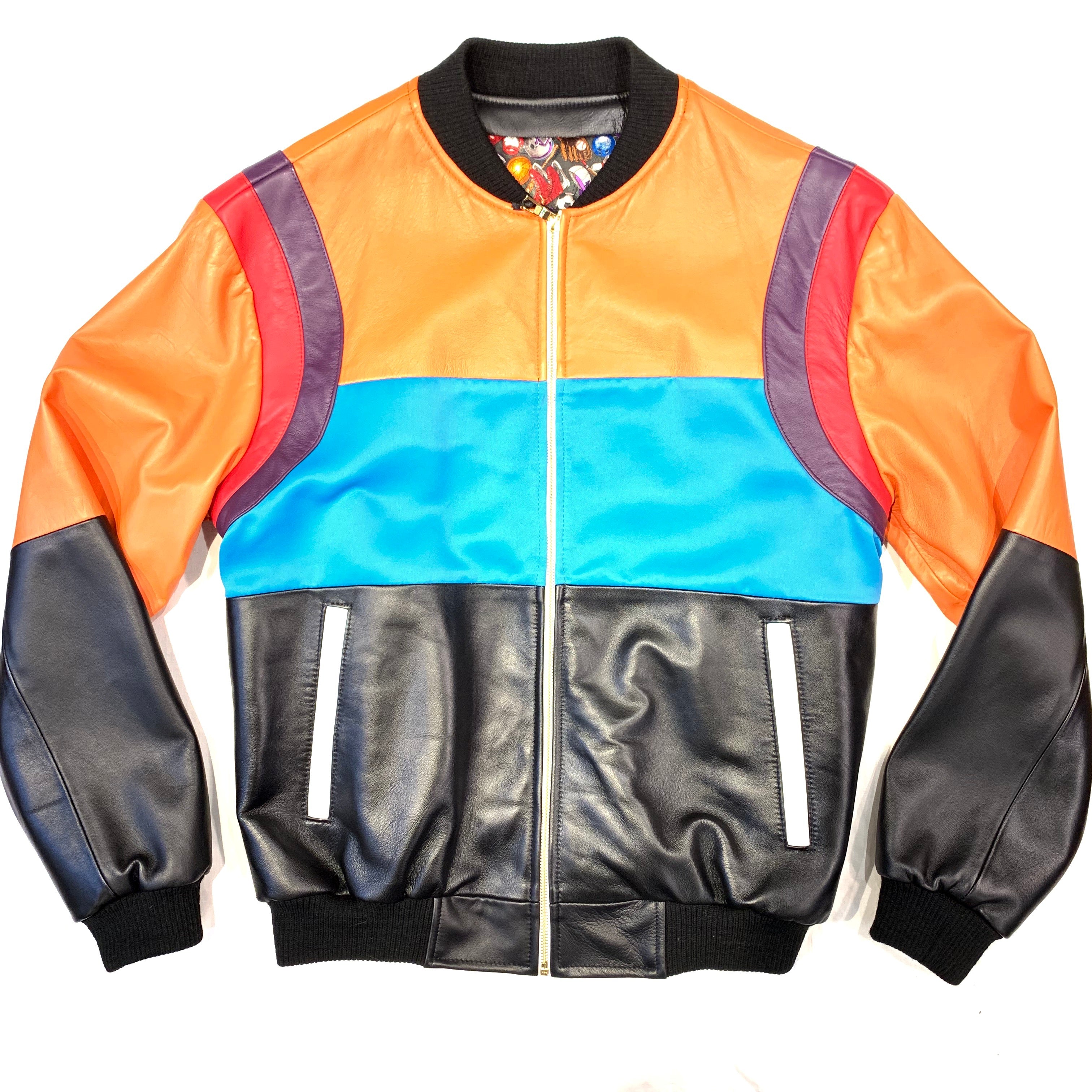 Kashani ColorBlock Lambskin MA-1 Bomber Jacket - Dudes Boutique