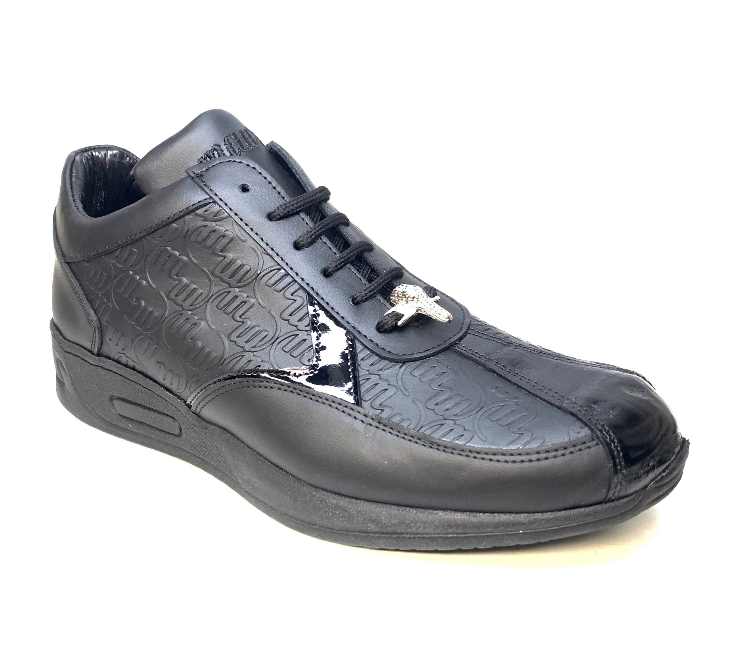 Mauri M770 Black Crocodile Nappa Leather Sneakers - Dudes Boutique