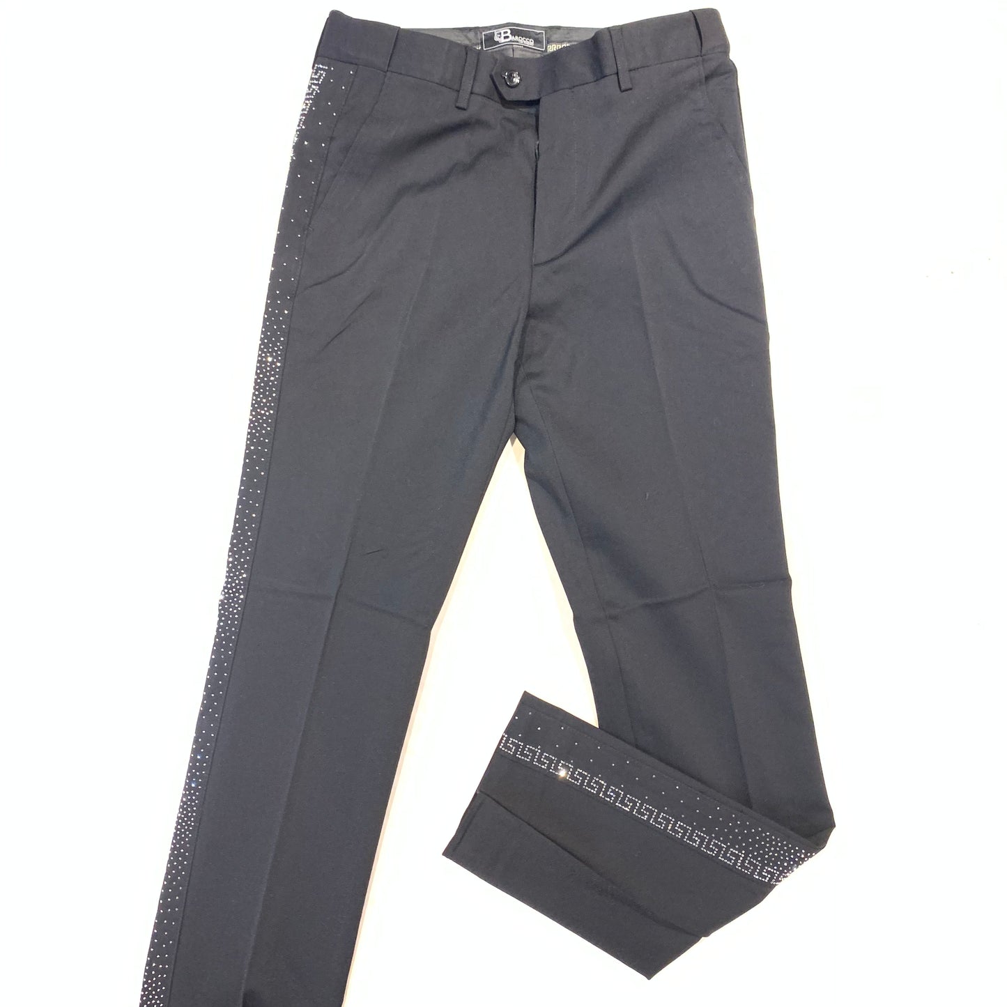 Barocco Men's Black Greek Key Crystal Dress Pants - Dudes Boutique