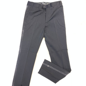 Barocco Men's Black Greek Key Crystal Dress Pants - Dudes Boutique