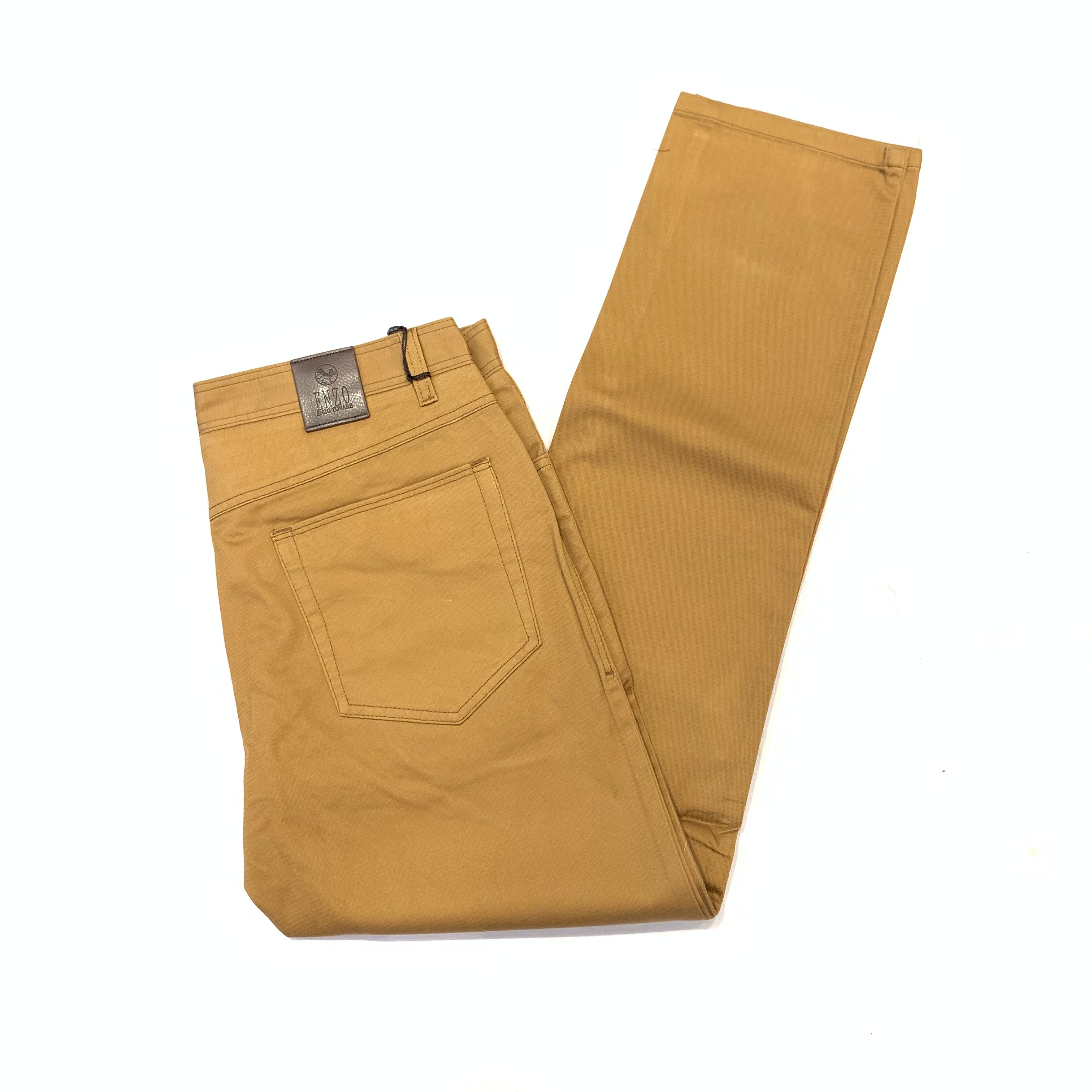 Enzo Men's Alpha-316 Caramel High-end Pants - Dudes Boutique