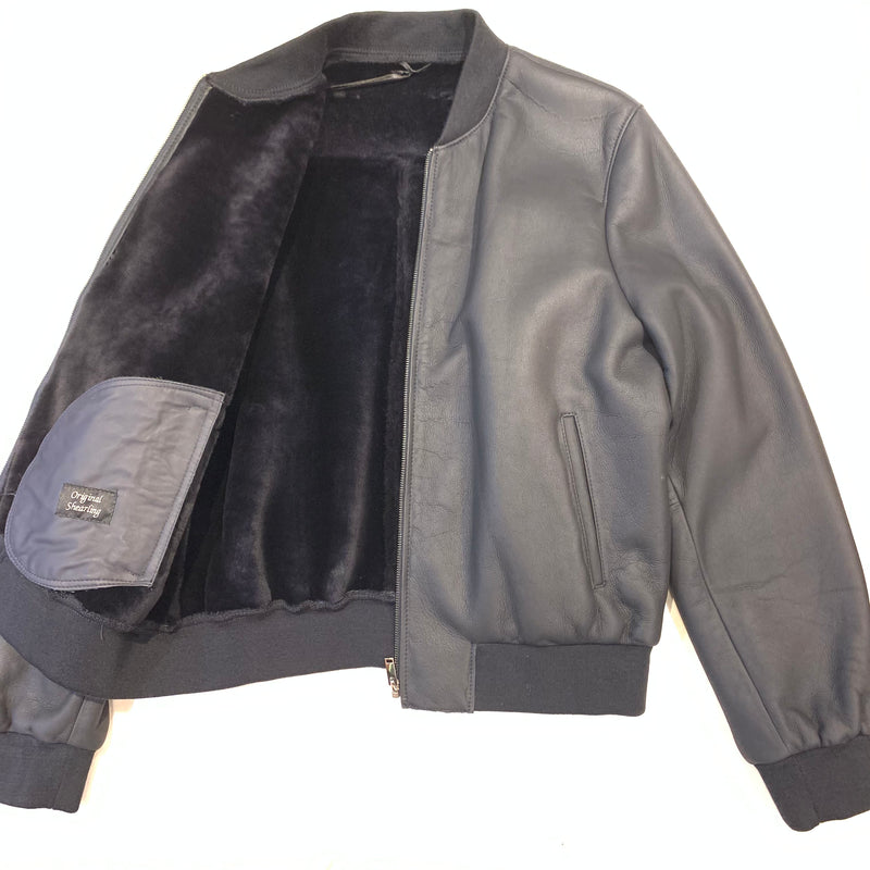 Daniels Leather Men's Black Bomber Shearling Jacket - Dudes Boutique