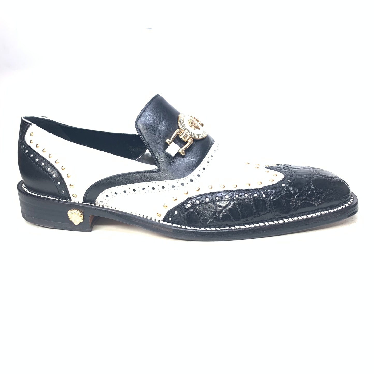 Mauri 30921 Men's  Black White Alligator Studded Loafer - Dudes Boutique