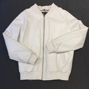 Kashani White Lambskin MA-1 Bomber Jacket - Dudes Boutique