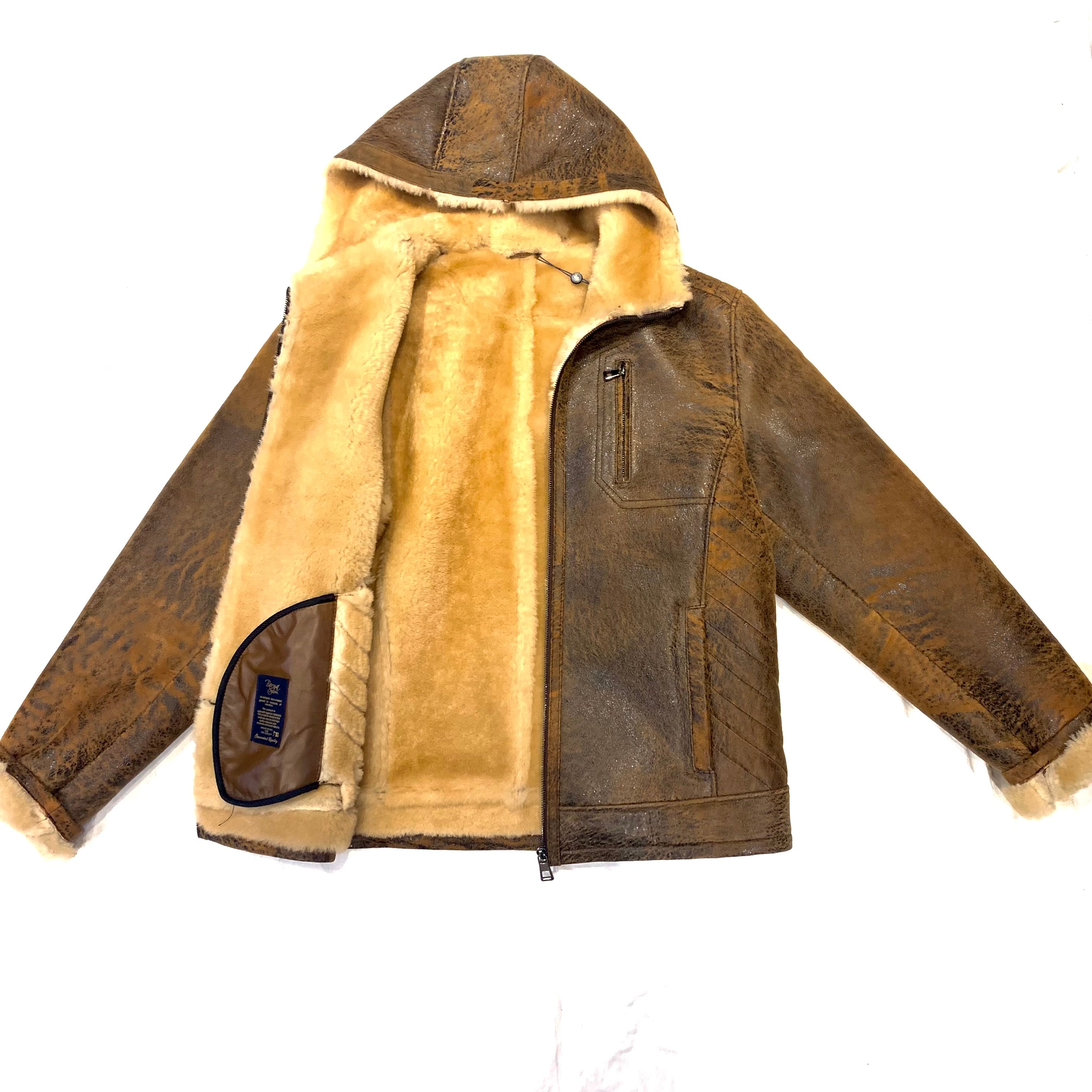 Barya NewYork Antique Brown Hooded Shearling Jacket - Dudes Boutique