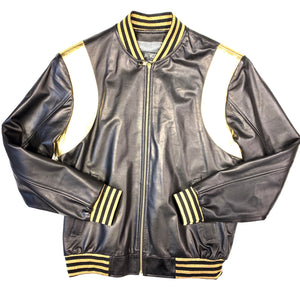 Kashani Black Gold Lambskin MA-1 Bomber Jacket - Dudes Boutique