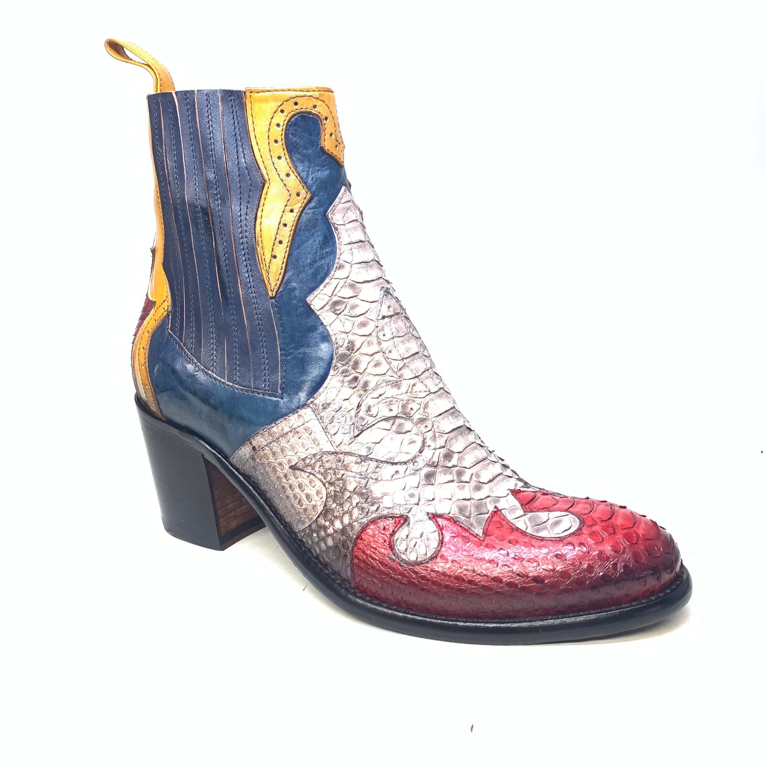 Jo Ghost Ladies Python Multi-color Ankle Boots - Dudes Boutique