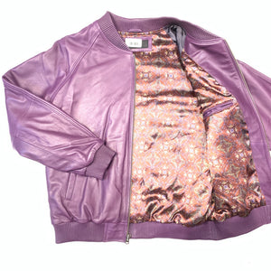 Kashani Purple Lambskin MA-1 Bomber Jacket - Dudes Boutique