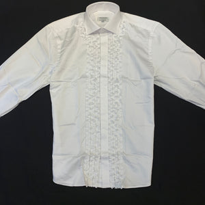 Angelino White Tuxedo Ruffle Button Up Shirt - Dudes Boutique