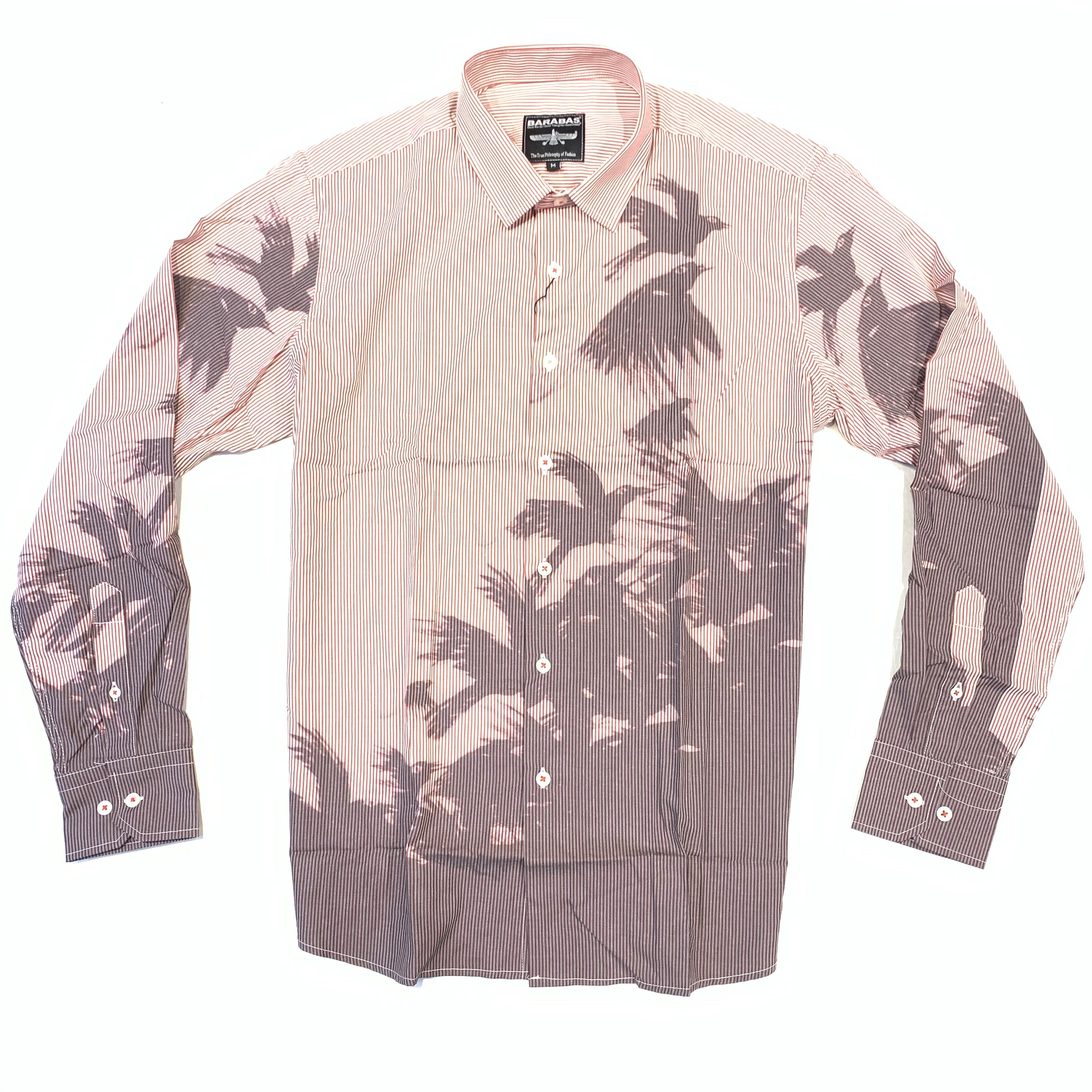 Barabas Red Stripe Shadow Bird Button Up Shirt - Dudes Boutique