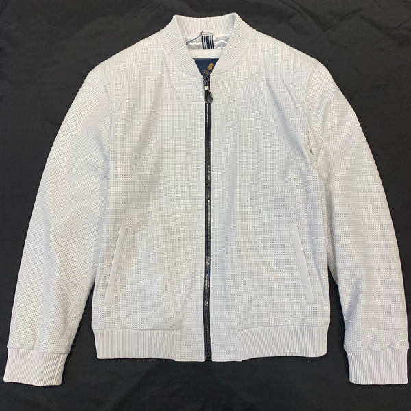 Barya NewYork White Perforated Lambskin Bomber Jacket - Dudes Boutique
