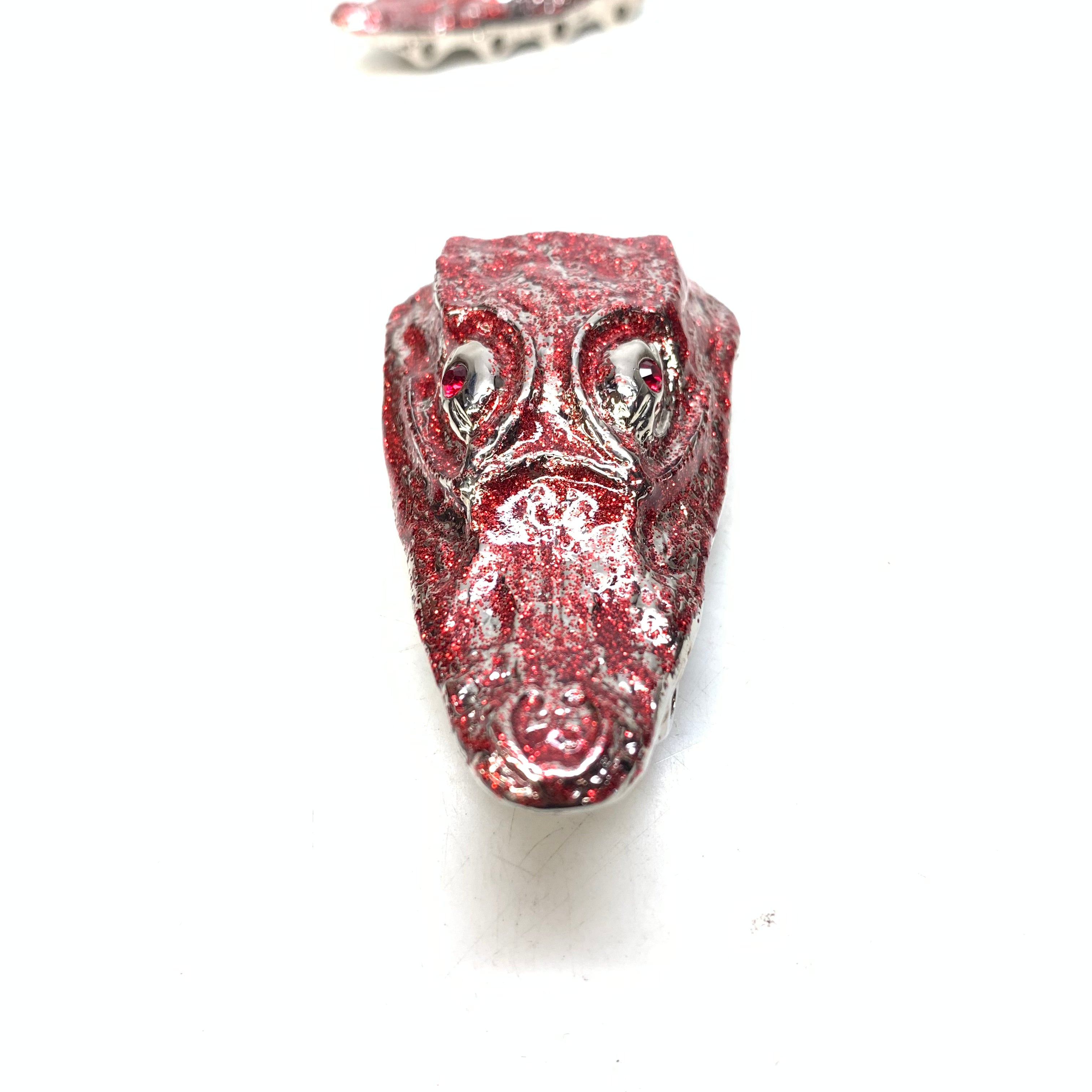 Mauri "Crystal Eye" Red Gator Head Lace Holders - Dudes Boutique