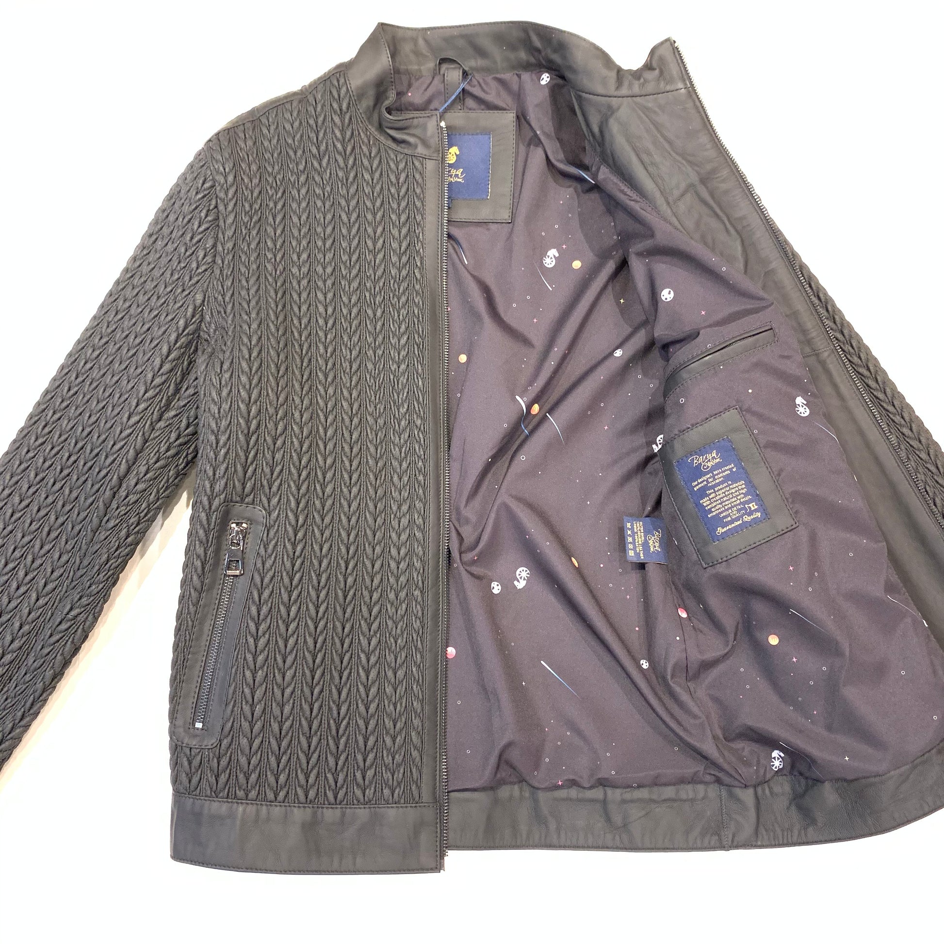 Barya NewYork Black Lambskin Weaved Jacket - Dudes Boutique
