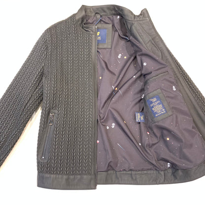 Barya NewYork Black Lambskin Weaved Jacket - Dudes Boutique