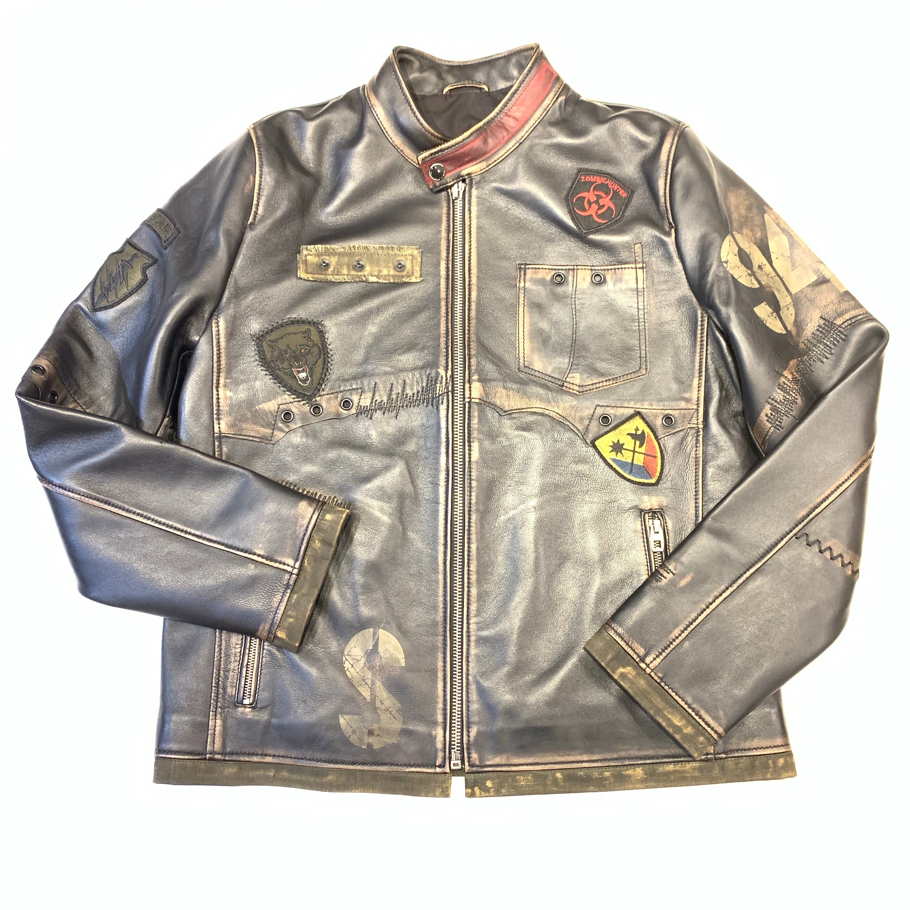 Barya NewYork War Zone Patched Lambskin Bomber Jacket - Dudes Boutique